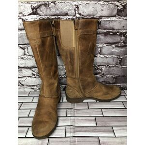 Eddie Bauer Brown Leather Waterproof Riding Side Zip Boots Women Sz 7.5M US/38EU